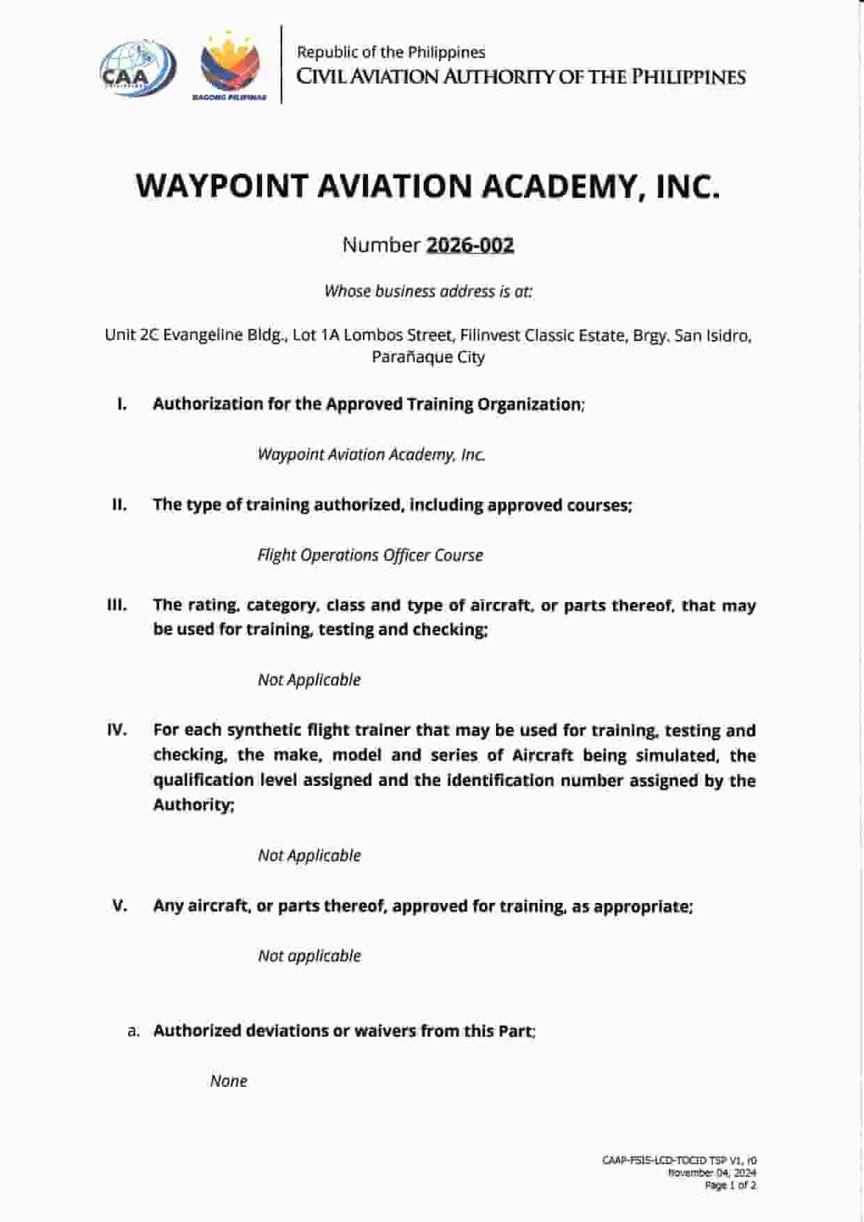 CAAP Training Specifications Part 1 - FDIC Course Approval