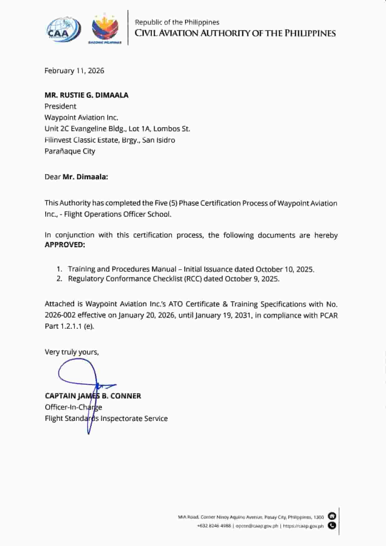 CAAP 5-Phase Process Completion Letter