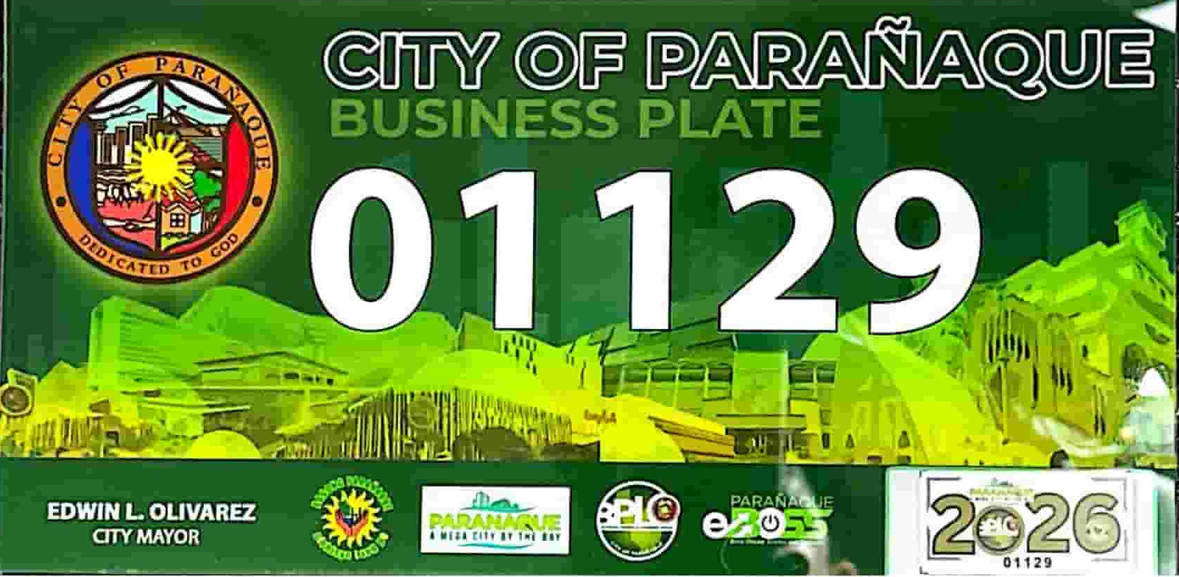 Parañaque Official Business Plate No. 01129