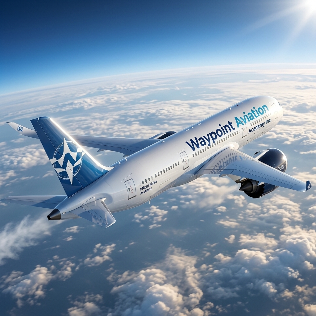 Waypoint Aviation Academy Inc. Branded Commercial Aircraft in Flight